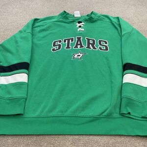 Dallas Stars Sweater Mens XL Green NHL Hockey Lace Up Pullover Crewneck